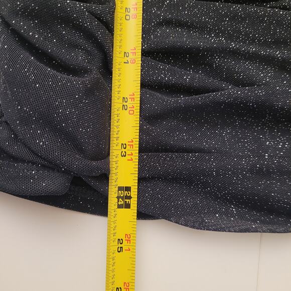 Y2K Ruched Gray/Black Sparkle Bodycon Mini Dress XS Radiante Couture Party Glam - Picture 8 of 8
